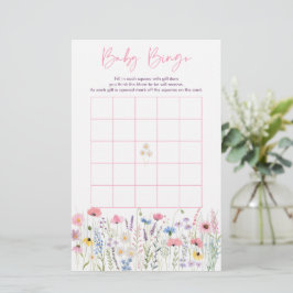 Pink Meadow Wildblumen Kinderdusche Bingo Spiel