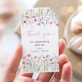 Pink Meadow Wildblumen Kinderdusche Geschenkanhänger