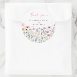 Pink Meadow Wildblumen Kinderdusche Runder Aufkleber