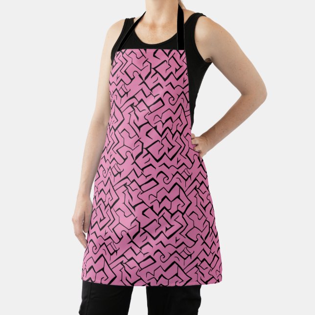 Pink Meander Wiederholungsmuster | Modernes Maze Schürze (InSitu)