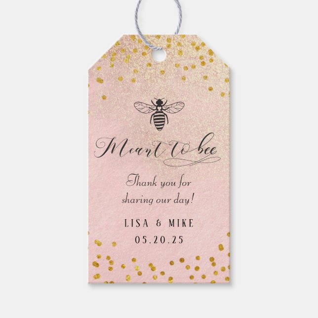 Pink Meant to Bee Honey Gastgeschenk Hochzeit Dank Geschenkanhänger (Vorderseite)