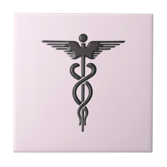 Pink Medical Caduceus Fliese (Vorderseite)