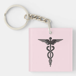 Pink Medical Caduceus Schlüsselanhänger