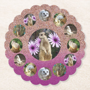 Pink Meerkat Überraschung, Papier Party Untersetze Untersetzer