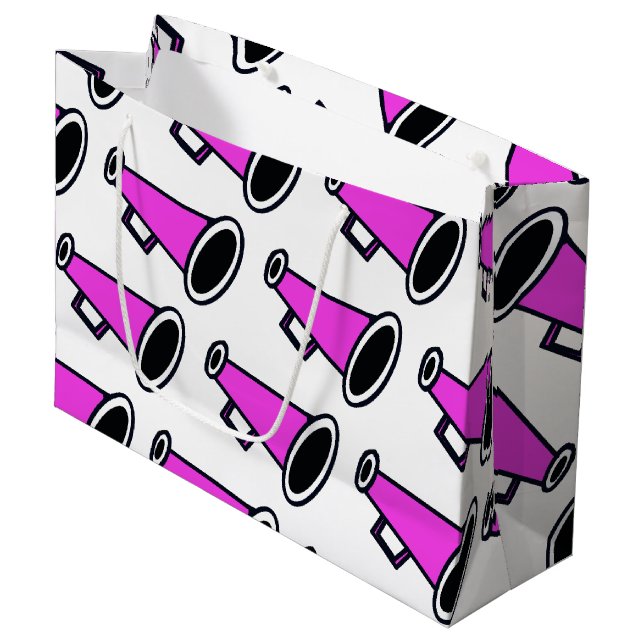 Pink Megaphon Große Geschenktüte (Vorderseite Schrägansicht)