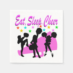 PINK MEGAPHONE CHEERLEADING DESIGN SERVIETTE
