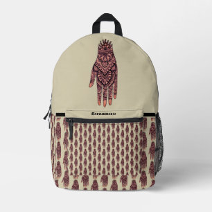 Pink Mehndi Hand Tattoo Art Design Personalisiert Bedruckter Rucksack