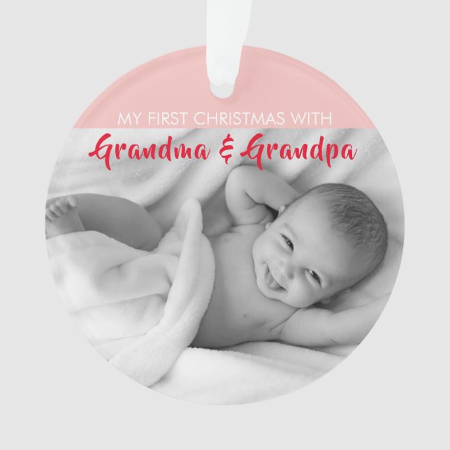 Pink| Mein erstes Weihnachten mit Oma und Opa Ornament (Vorderseite)