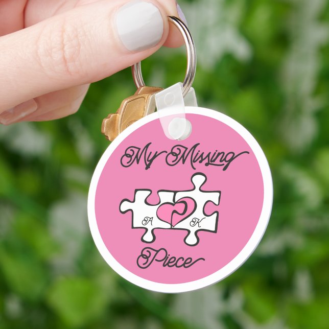 Pink mein Vermisstes Stück Puzzle Niedlich Valenti Schlüsselanhänger (Pink My Missing Piece Puzzle Cute Valentine's Day Keychain
)