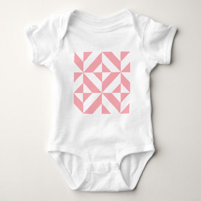 Pink Melon Geometric Deko Cube Pattern Baby Strampler (Vorderseite)