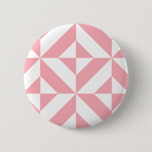 Pink Melon Geometric Deko Cube Pattern Button