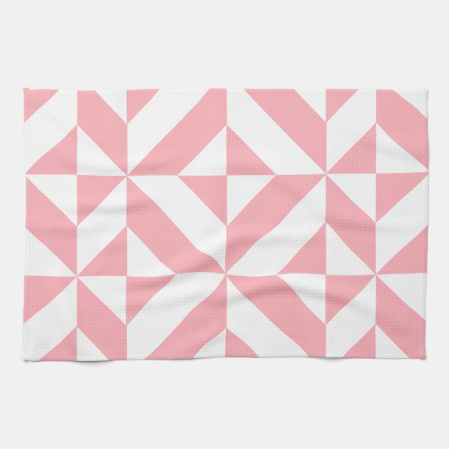 Pink Melon Geometric Deko Cube Pattern Handtuch (Horizontal)
