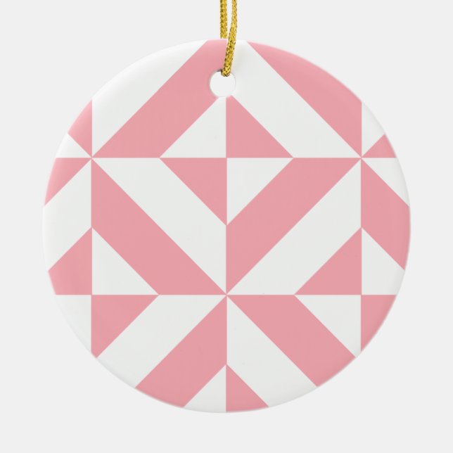 Pink Melon Geometric Deko Cube Pattern Keramikornament (Vorne)