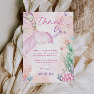 Pink Mermaid 1. Geburtstag Oneder The Sea Dankeskarte