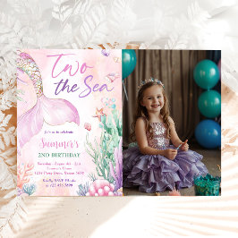 Pink Mermaid 2nd Birthday Two the Sea Photo Einladung