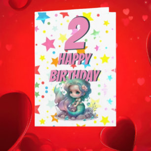 Pink Mermaid Birthday Card Karte