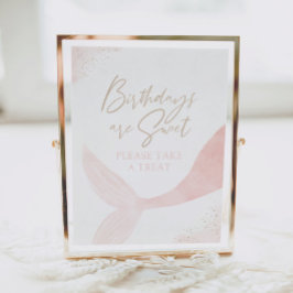 Pink Mermaid Girl Birthday Nehmen Sie die Leckerei Poster