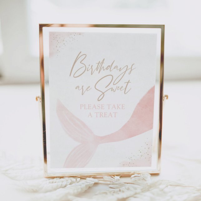 Pink Mermaid Girl Birthday Nehmen Sie die Leckerei Poster (Von Creator hochgeladen)