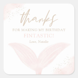 Pink Mermaid Girl Birthday Party Quadratischer Aufkleber