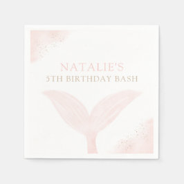 Pink Mermaid Girl Birthday Party Serviette