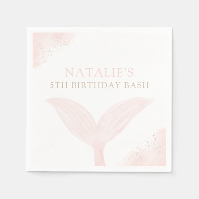Pink Mermaid Girl Birthday Party Serviette (Vorderseite)
