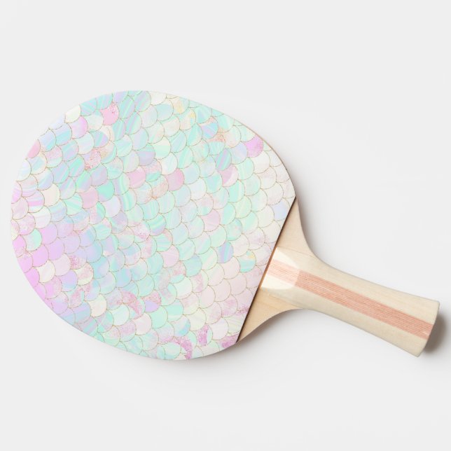 Pink Mermaid Gold Glitzer Iridescent Tischtennis Schläger (Seitenansicht)