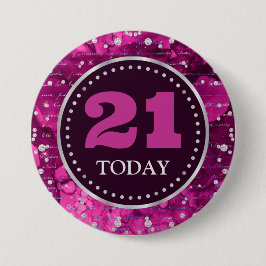 Pink Mermaid Letters Pattern & Glitzer Geburtstag Button