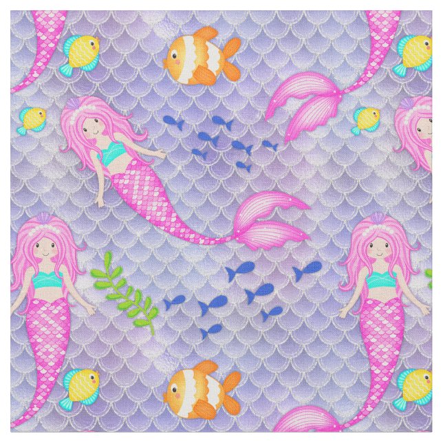 Pink Mermaids Stoff (Nahaufnahme)