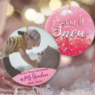 Pink Merry 1. Weihnachtsgeschenk für Oma Foto Keramik Ornament