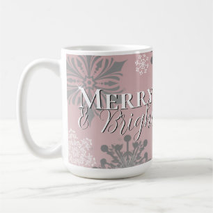 Pink Merry and Bright Schneeflocken Weihnachten Kaffeetasse