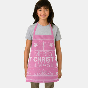 Pink Merry CHRISTmas Sweater Religious Christlich Schürze
