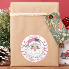 Pink Mery Christmas Post Briefmarke Spaß Niedlich Runder Aufkleber