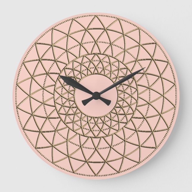 Pink Metallic Circle Pattern Acrylic Wall Clock Große Wanduhr (Vorderseite)