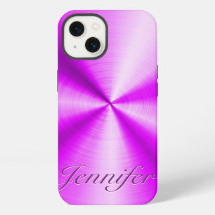 Pink Metallic Design Stainless Steel Look iPhone Hülle