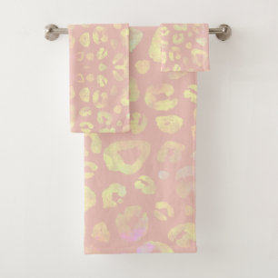 Pink Metallic Leopard Muster Badhandtuch Set