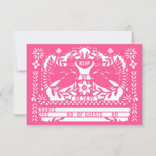Pink Mexican Fantail Doves Papado Picado RSVP Karte