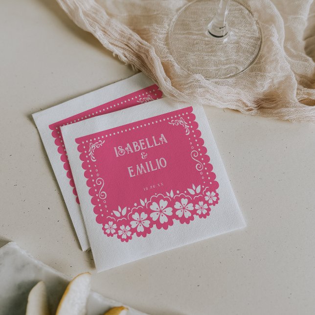 Pink | Mexican Papel Picado Wedding Serviette (Von Creator hochgeladen)