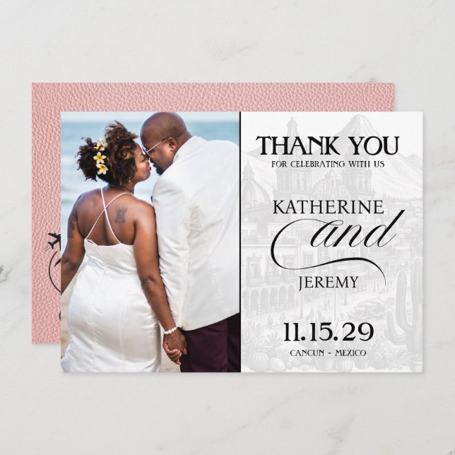 Pink Mexico Passport Dankeskarte (Vorne/Hinten)