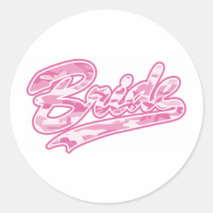 Pink Military Bride Camouflage Runder Aufkleber