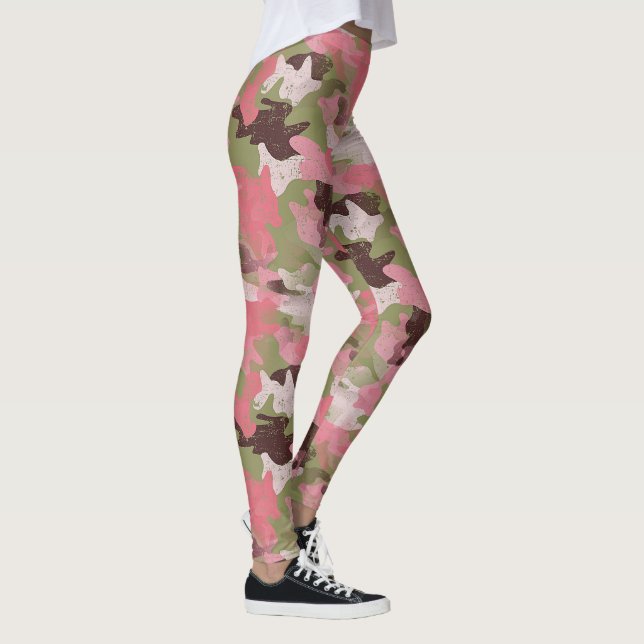 Pink Military Khaki Brown Green Camouflage Muster Leggings (Rechts)