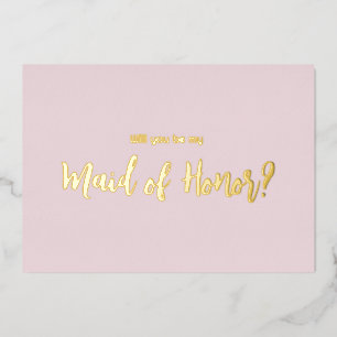 Pink Minimal Gold Foil Bridesmaid Vorschlag Card Folieneinladung