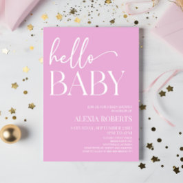 Pink Minimal Hello Baby Dusche Einladung