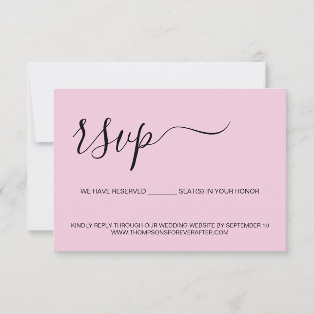 Pink-Minimal-Skript reserviert Website für die Hoc RSVP Karte (Vorderseite)