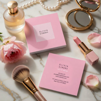 Pink Minimalist and elegant Business Card Quadratische Visitenkarte