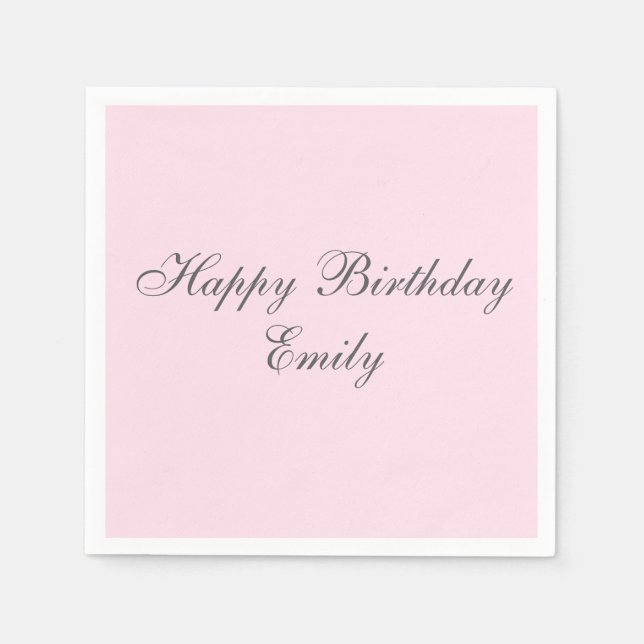 Pink Minimalist Birthday Party Napkins Serviette (Vorderseite)