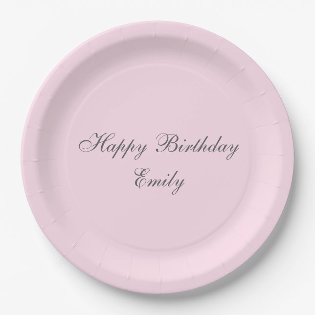Pink Minimalist Birthday Party Paper Plates Pappteller (Vorderseite)