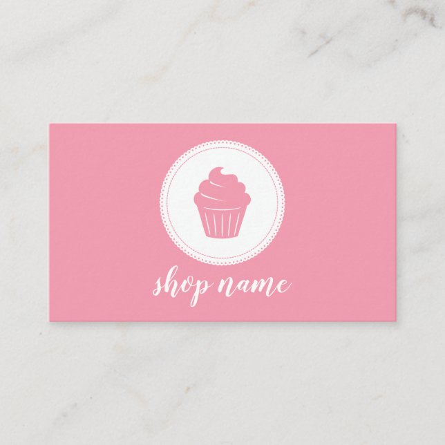 Pink Minimalist Cupcake Baker Business Card Visitenkarte (Vorderseite)