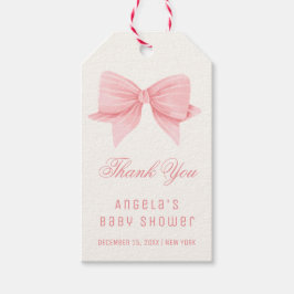 Pink Minimalistisch Bow Krawatte Kinderdusche Dank Geschenkanhänger