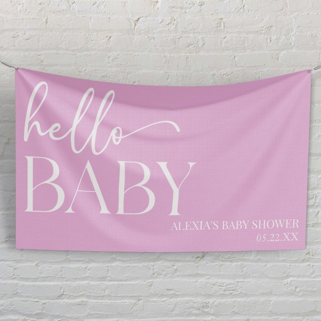 Pink Minimalistisch Hello Baby Dusche Banner (Von Creator hochgeladen)