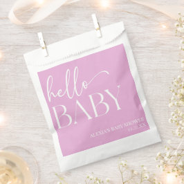 Pink Minimalistisch Hello Baby Dusche Geschenktütchen